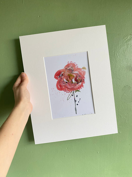 ‘Single Stem Pink Rose’ Limited Edition Print Mounted