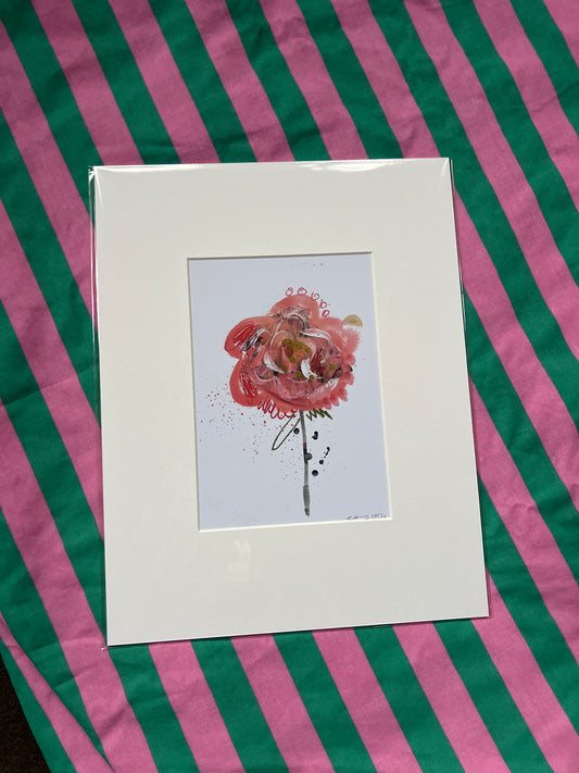 ‘Single Stem Pink Rose’ Limited Edition Print Mounted