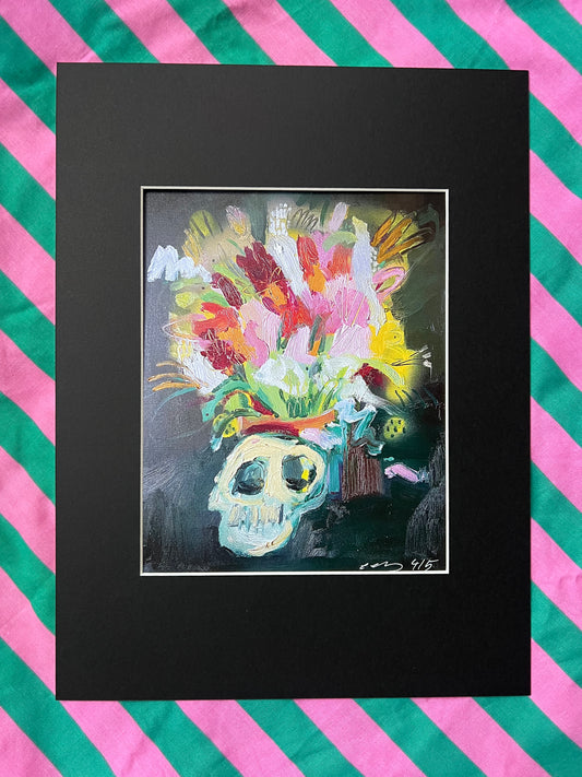 ‘Skull & Flowers’ Limited Edition Print Mounted