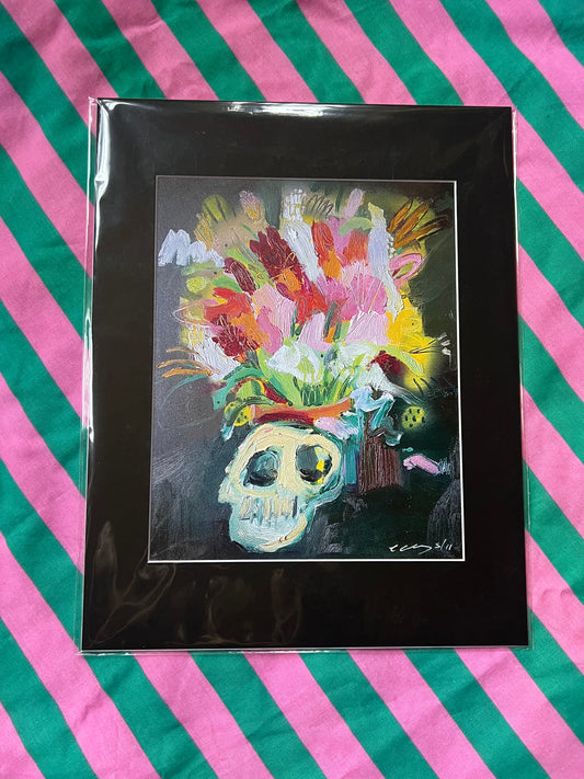 ‘Skull & Flowers’ Limited Edition Print Mounted (smaller)