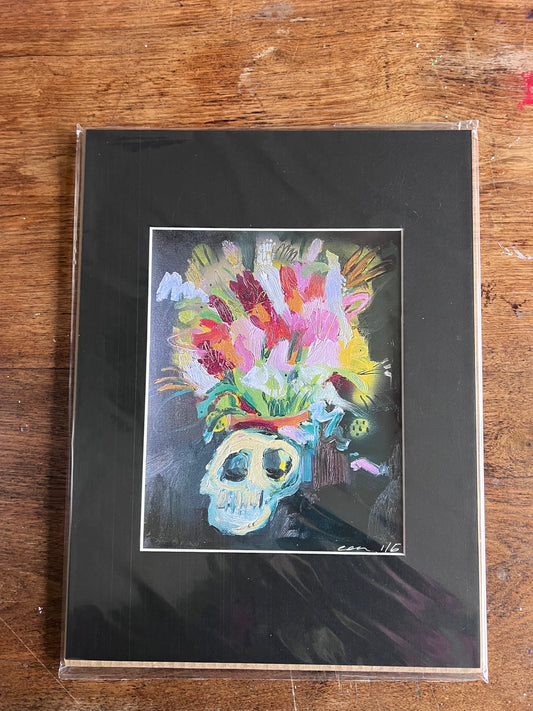 ‘Skull & Flowers’ Limited Edition Print Mounted